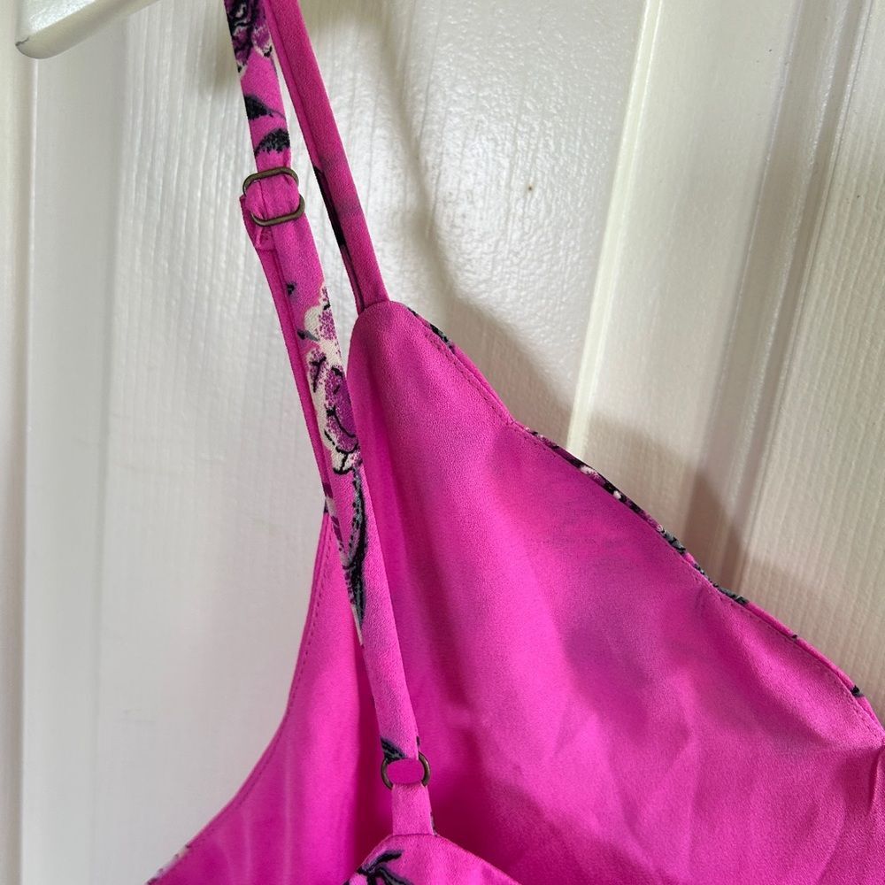 Socialite NEW XL Women’s 14 16 Floral Pink Spaghetti Strap Top Scalloped V Neck - Picture 5 of 6
